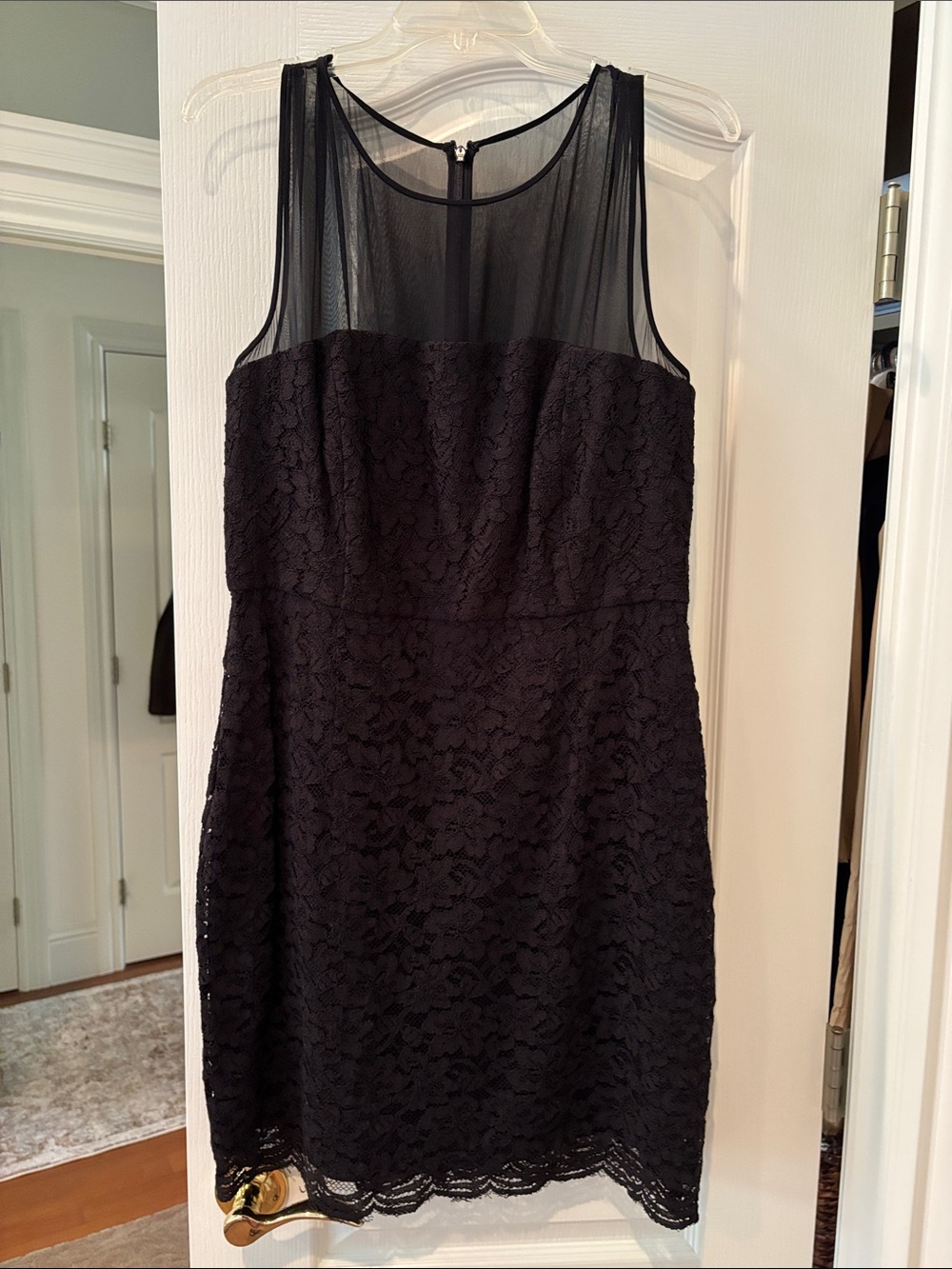 Diane Von Furstenberg Black Lace Sheath Dress with Sheer Yoke